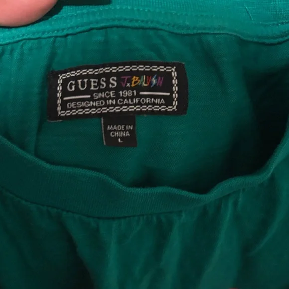 Guess Green Red Yellow Colorblock Logo Tee - Picture 2 of 4
